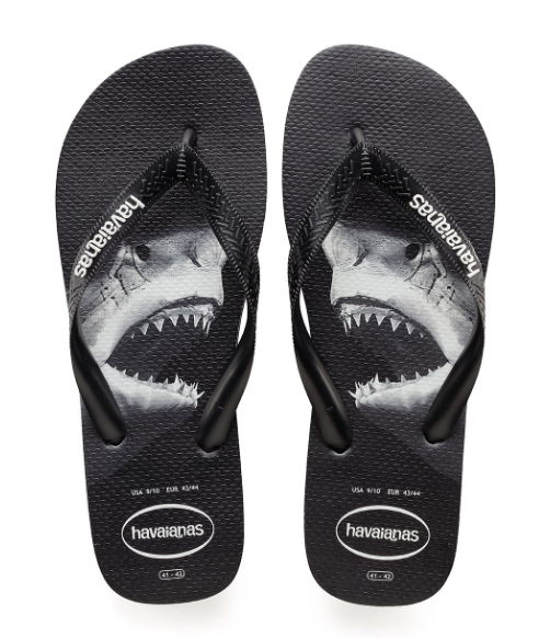Havaianas Black Flip Flops with White Shark Graphic HAVAIANAS shark flip flops / us9- 25-26 – Second Edition NY main image 3